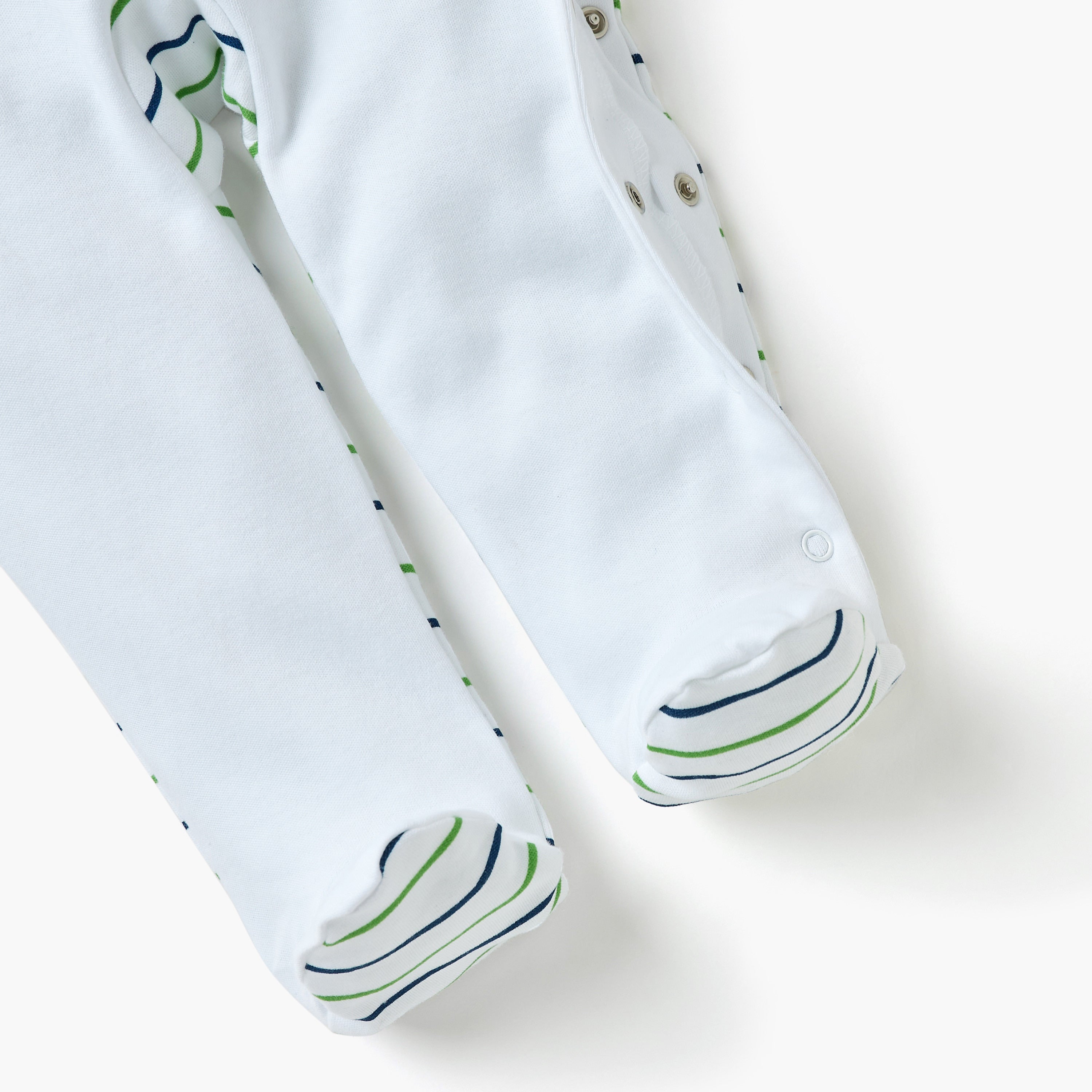 Juniors Dinosaur Print Sleepsuit with Long Sleeves and Button Closure