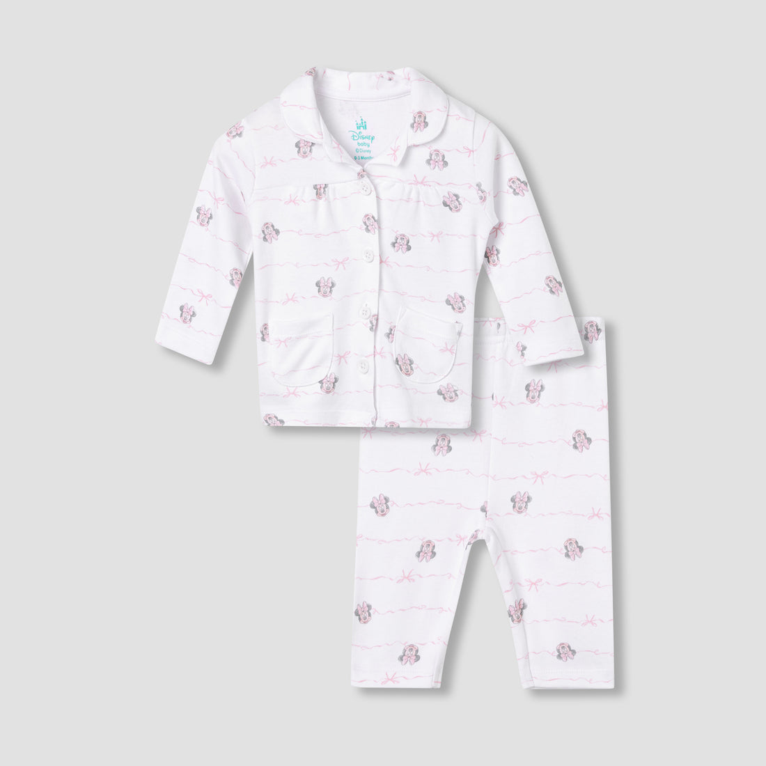 Disney Minnie Mouse Print Shirt and Pyjama Set - White / 12-18 mths