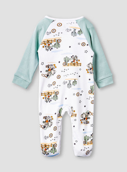 Disney Mickey Mouse Print Sleepsuit with Long Sleeves and Button Closure-baby-boys-clothing-nightwear-sleepsuits-image-2