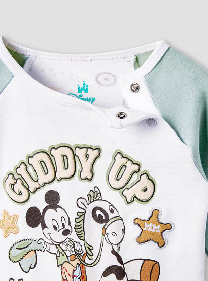 Disney Mickey Mouse Print Sleepsuit with Long Sleeves and Button Closure-baby-boys-clothing-nightwear-sleepsuits-image-3