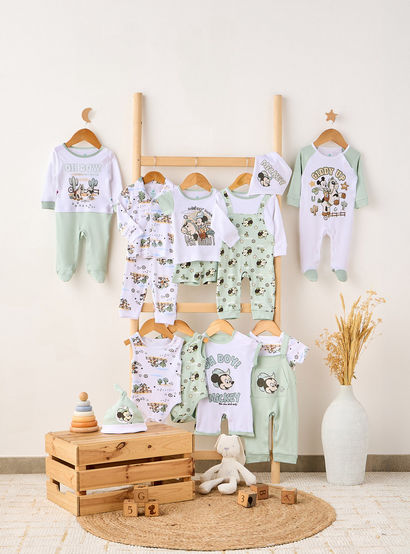 Disney Mickey Mouse Print Sleepsuit with Long Sleeves and Button Closure-baby-boys-clothing-nightwear-sleepsuits-image-6