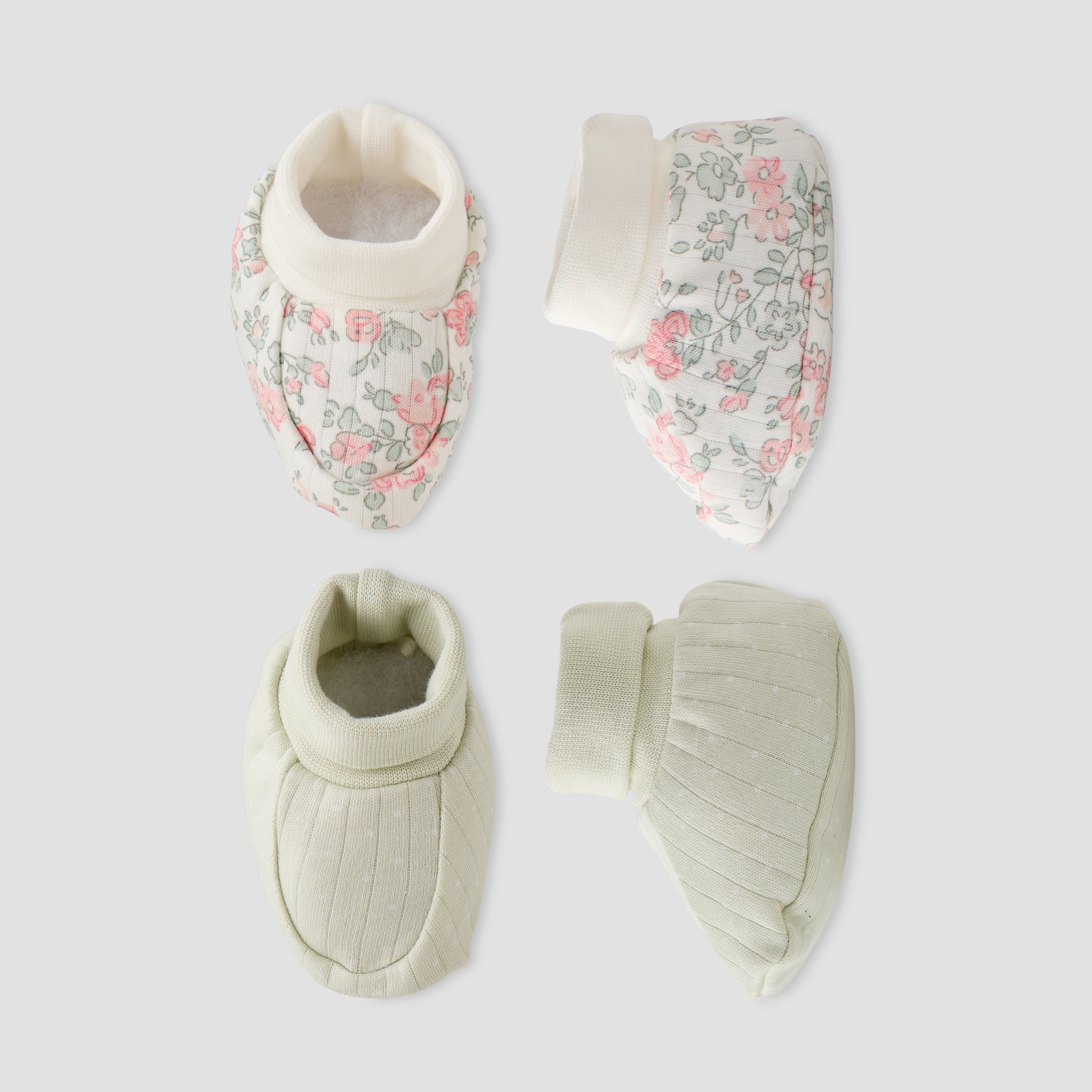 Pack of 2 Juniors Booties with Rolled Cuff, Assorted Print - Multicolour / 0-6 mths
