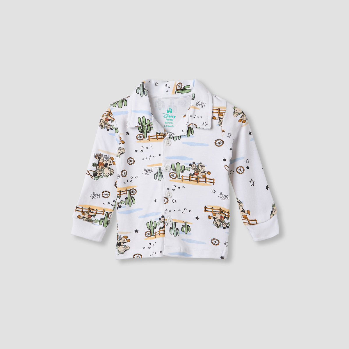 Disney Mickey Mouse Print Shirt and Pyjama Set