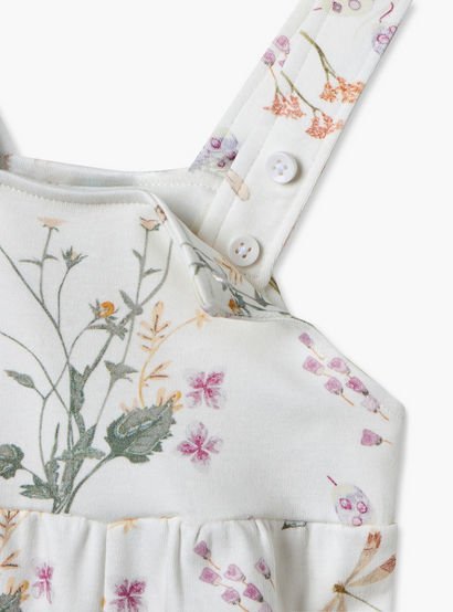 Juniors Round Neck Short Sleeves Top and Dungaree Set with Floral Print-baby-girls-clothing-setsandcoords-image-8