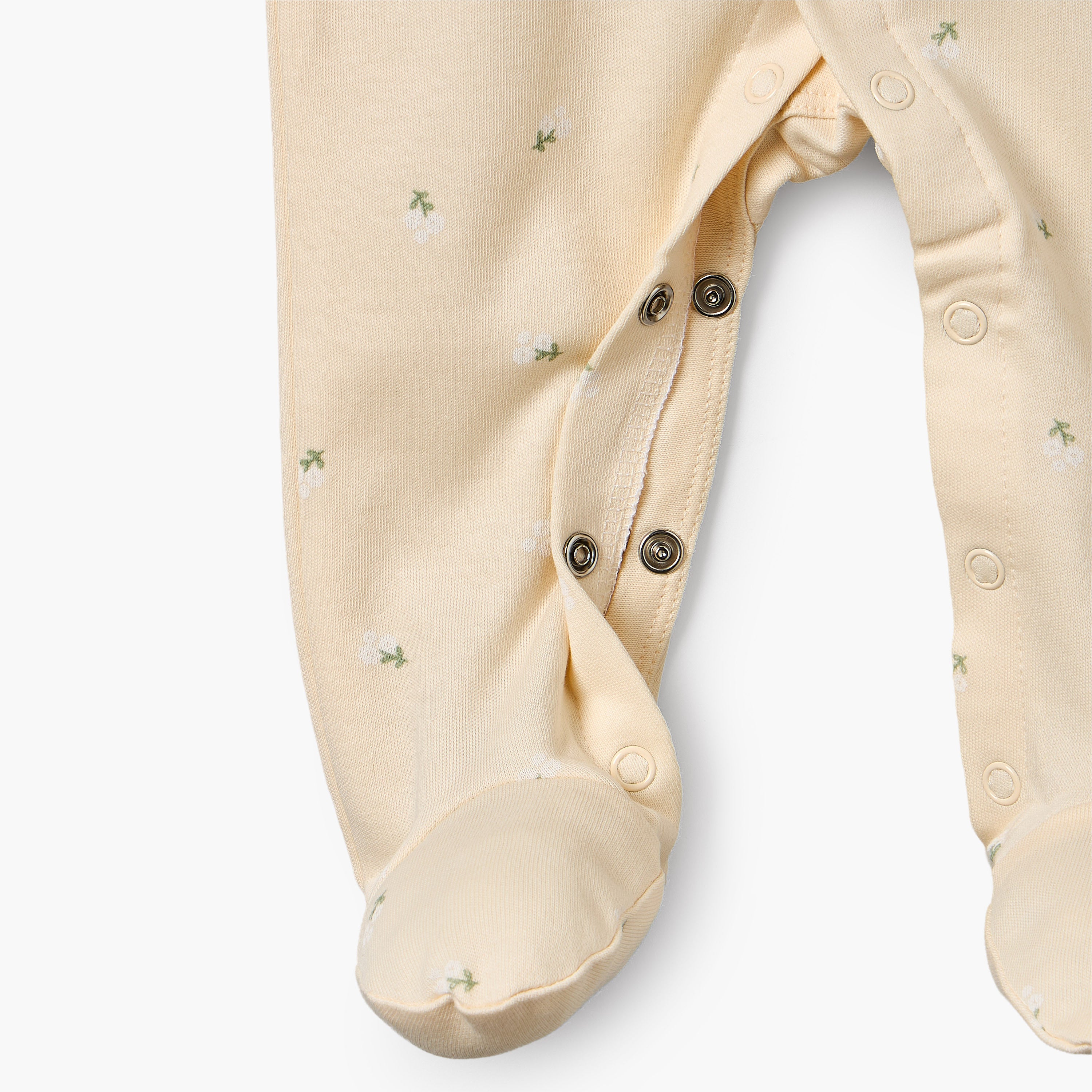 Pack of 2 Juniors Cotton Round Neck Long Sleeves Sleepsuit with Floral Print