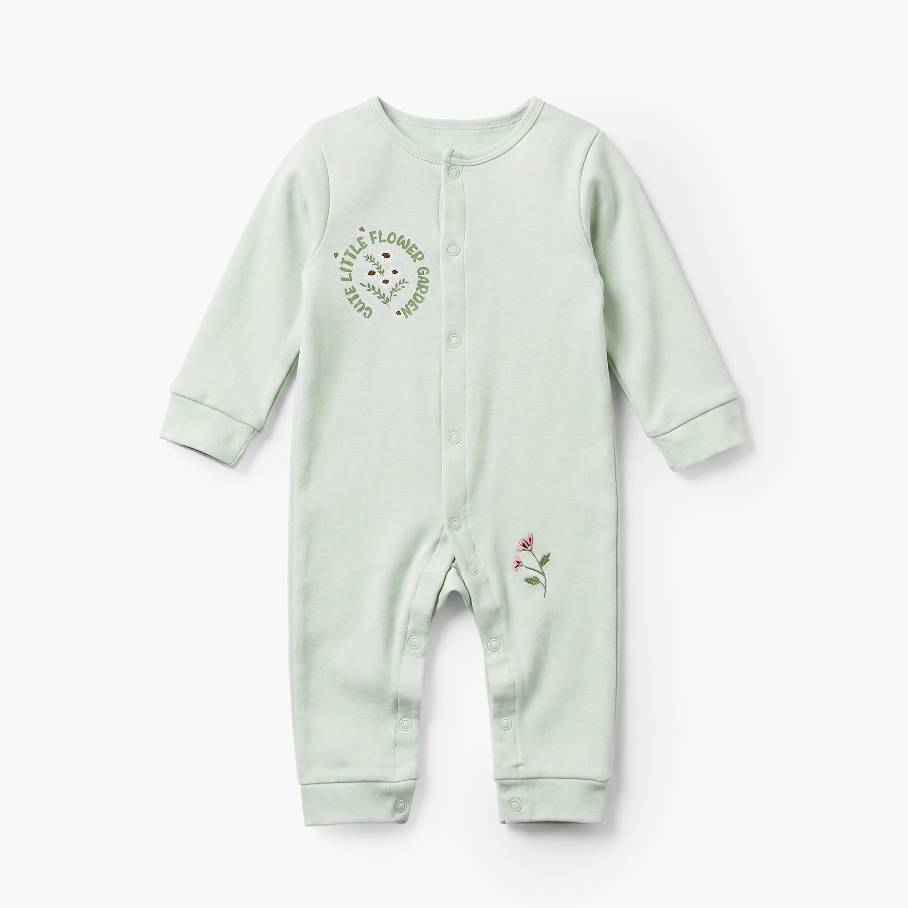 Set of 2 Juniors Crew Neck Sleepsuit and Romper with Floral Print