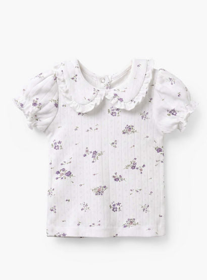 Juniors Collared Short Sleeves T-shirt and Dungaree Set with Floral Print-baby-girls-clothing-setsandcoords-image-4