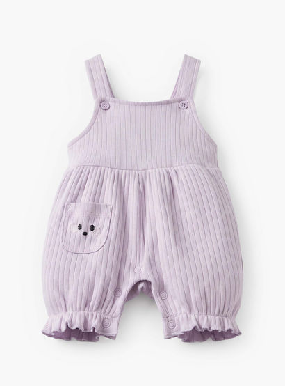 Juniors Collared Short Sleeves T-shirt and Dungaree Set with Floral Print-baby-girls-clothing-setsandcoords-image-5