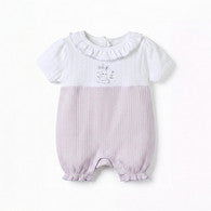 Juniors Round Neck Short Sleeves Romper with Bunny Print-undefined-image-1