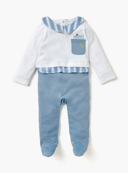 Juniors Closed Feet Sleepsuit with Collar-baby-boys-clothing-nightwear-sleepsuits-image-1