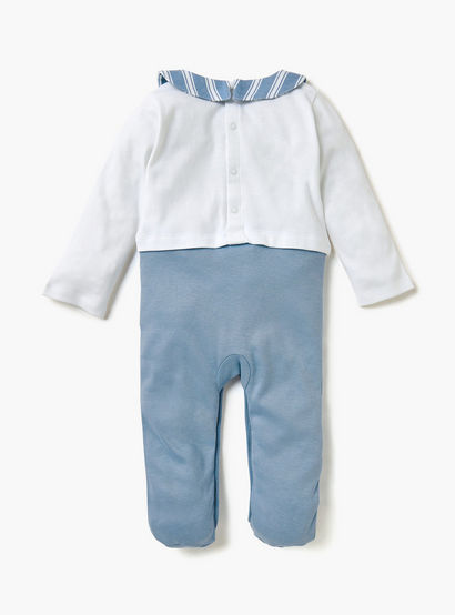 Juniors Closed Feet Sleepsuit with Collar-baby-boys-clothing-nightwear-sleepsuits-image-2