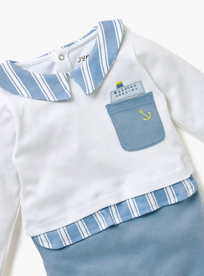 Juniors Closed Feet Sleepsuit with Collar-baby-boys-clothing-nightwear-sleepsuits-image-3