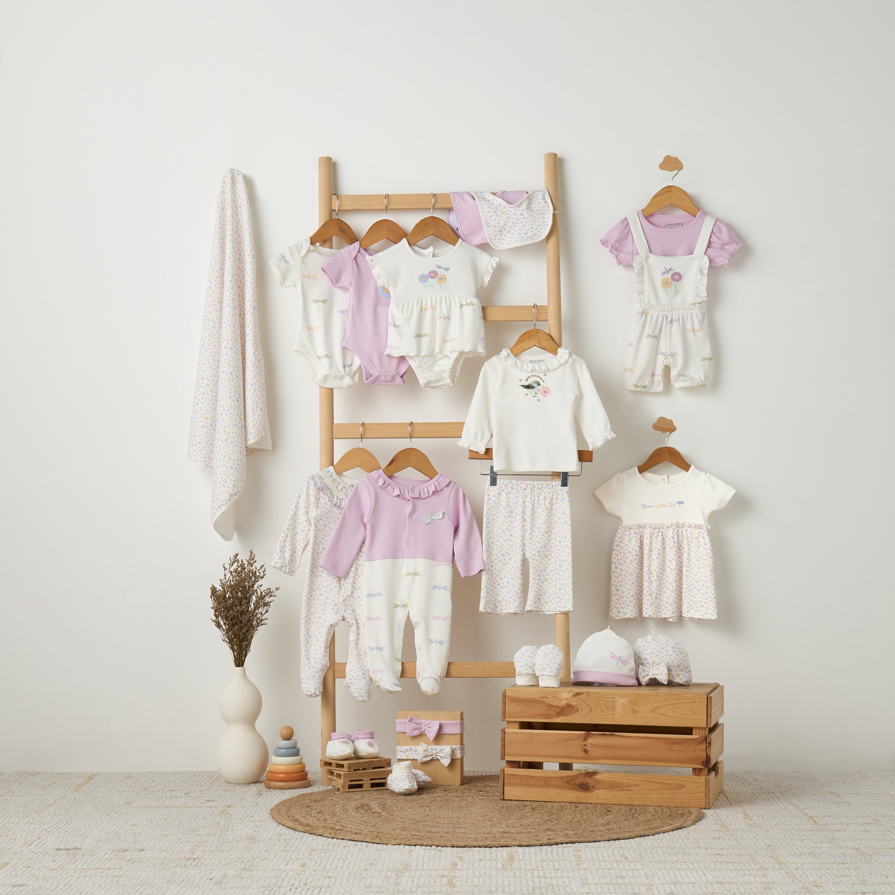 Juniors Cotton Crew Neck Long Sleeves Sleepsuit with Dragonfly Print