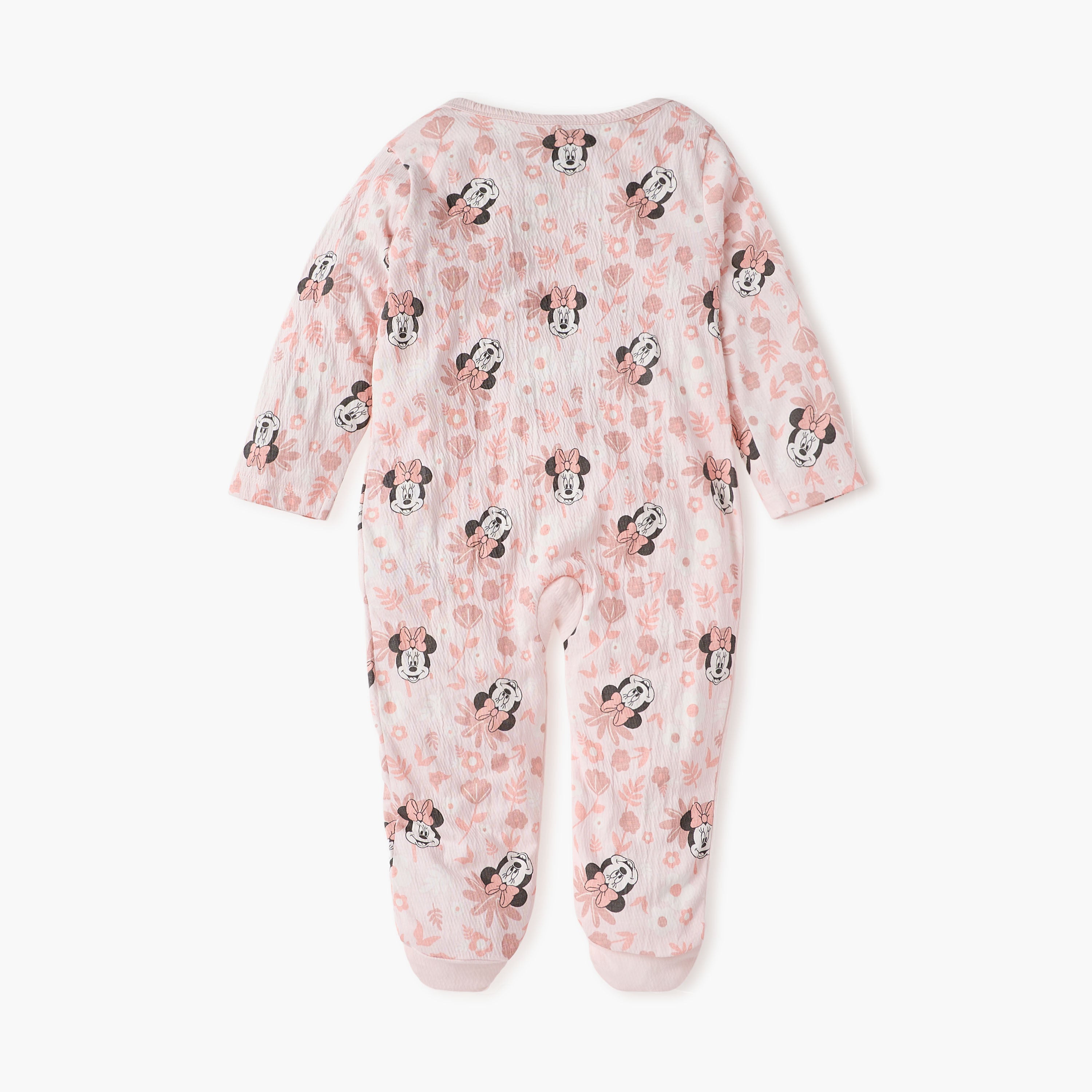 Disney Minnie Mouse Print Closed Feet Sleepsuit with Long Sleeves