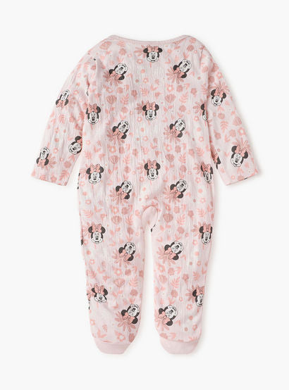 Disney Minnie Mouse Print Closed Feet Sleepsuit with Long Sleeves-baby-girls-clothing-nightwear-sleepsuits-image-2