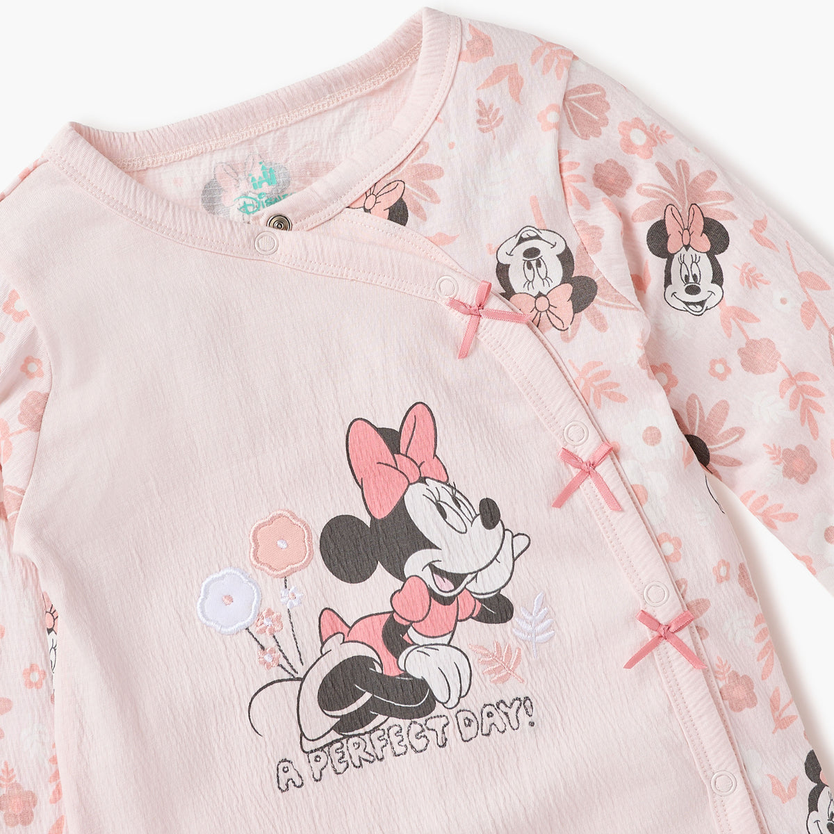 Disney Minnie Mouse Print Closed Feet Sleepsuit with Long Sleeves