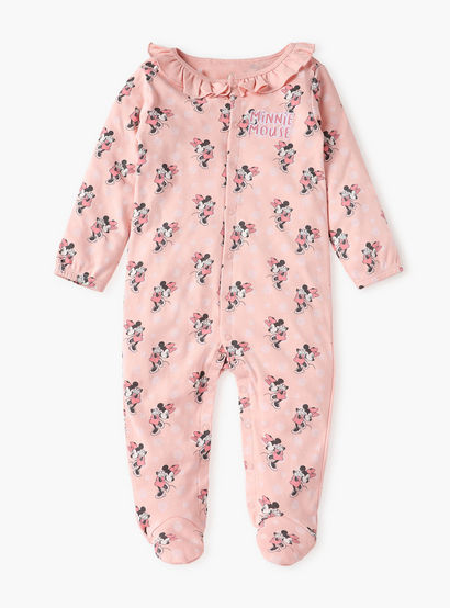 Disney All-Over Minnie Mouse Print Closed Feet Sleepsuit with Long Sleeves-baby-girls-clothing-nightwear-sleepsuits-image-1