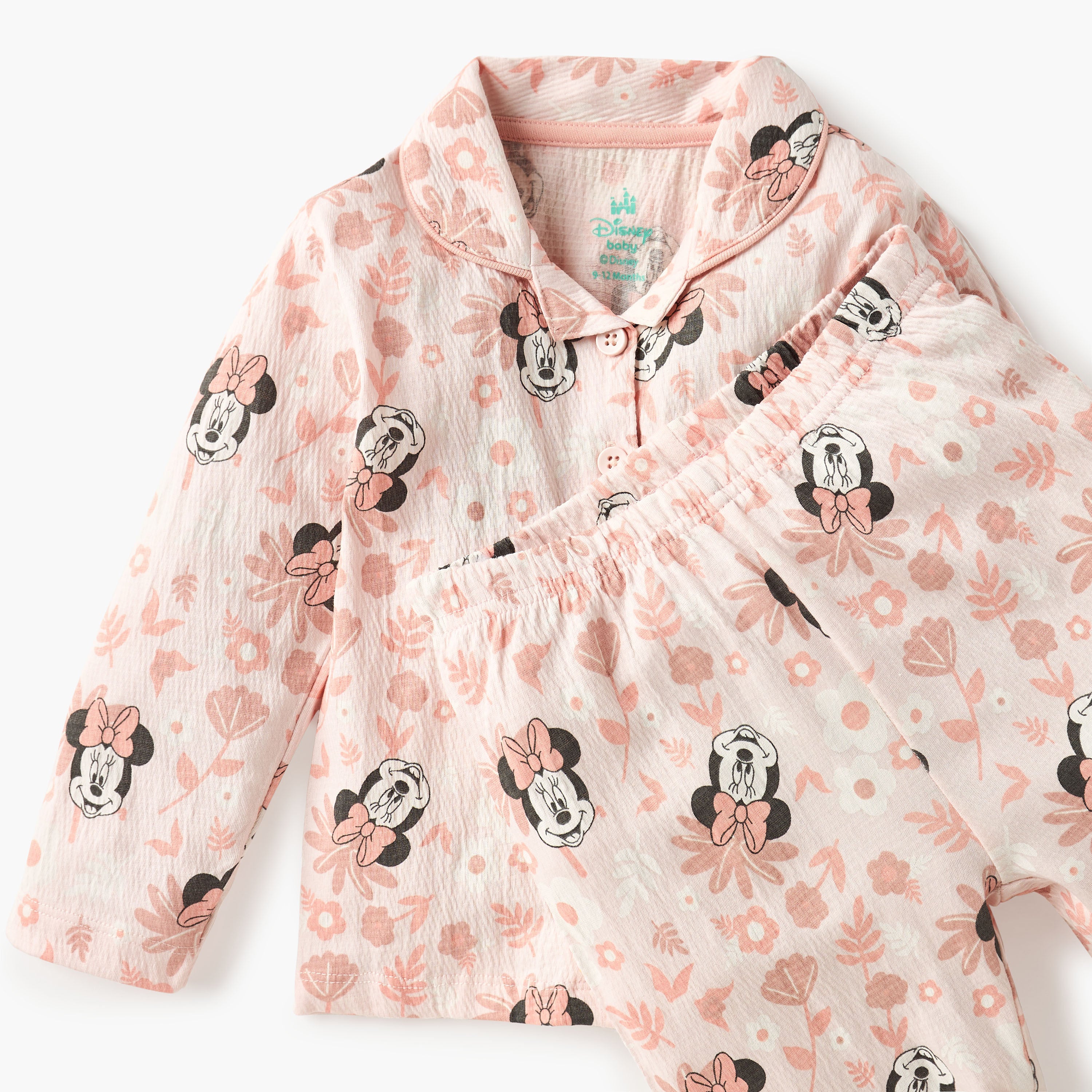 Disney Minnie Mouse Print Shirt and Pyjama Set