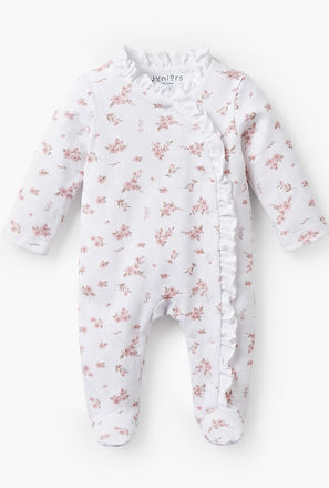 Juniors Cotton Crew Neck Long Sleeves Sleepsuit with Floral Print