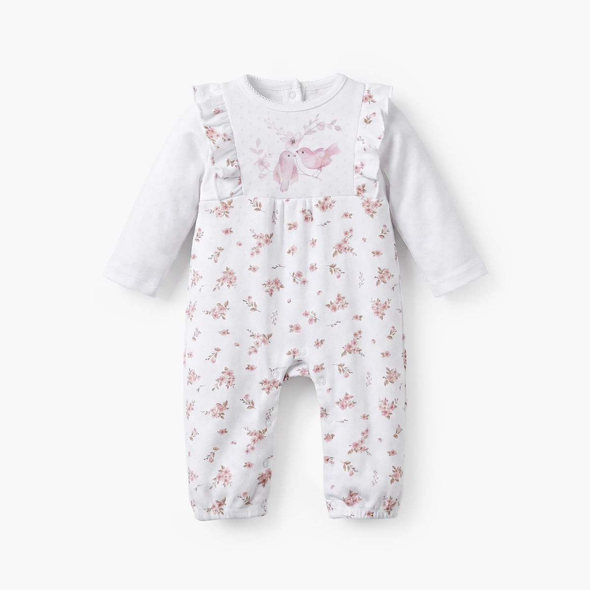Juniors Cotton Crew Neck Long Sleeves Sleepsuit with Snap Button Closure