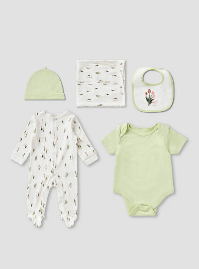 Juniors Floral Print 5-Piece Clothing Gift Set-baby-girls-clothing-setsandcoords-image-1