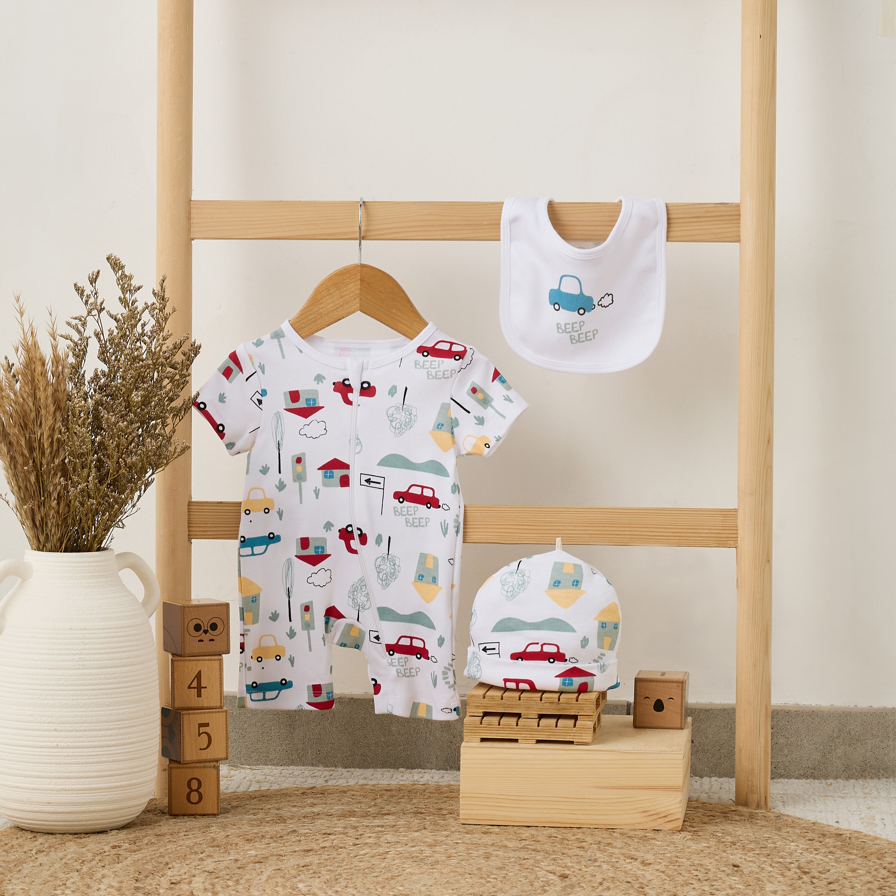 Set of 3 Juniors Clothing Gift Set with Vehicle Print