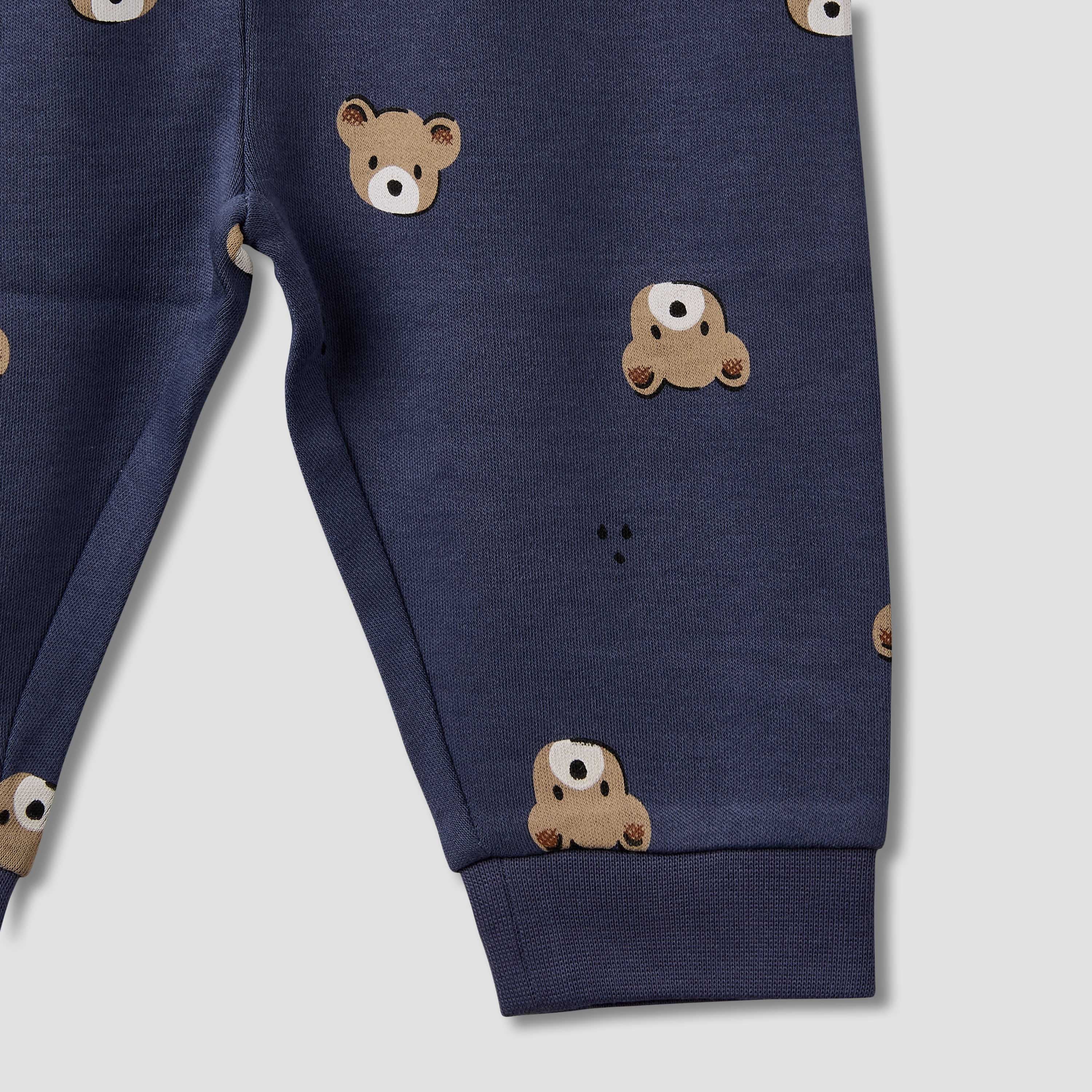Pack of 3 Juniors Cotton Round Neck Long Sleeves Pyjama Set with Teddy Print
