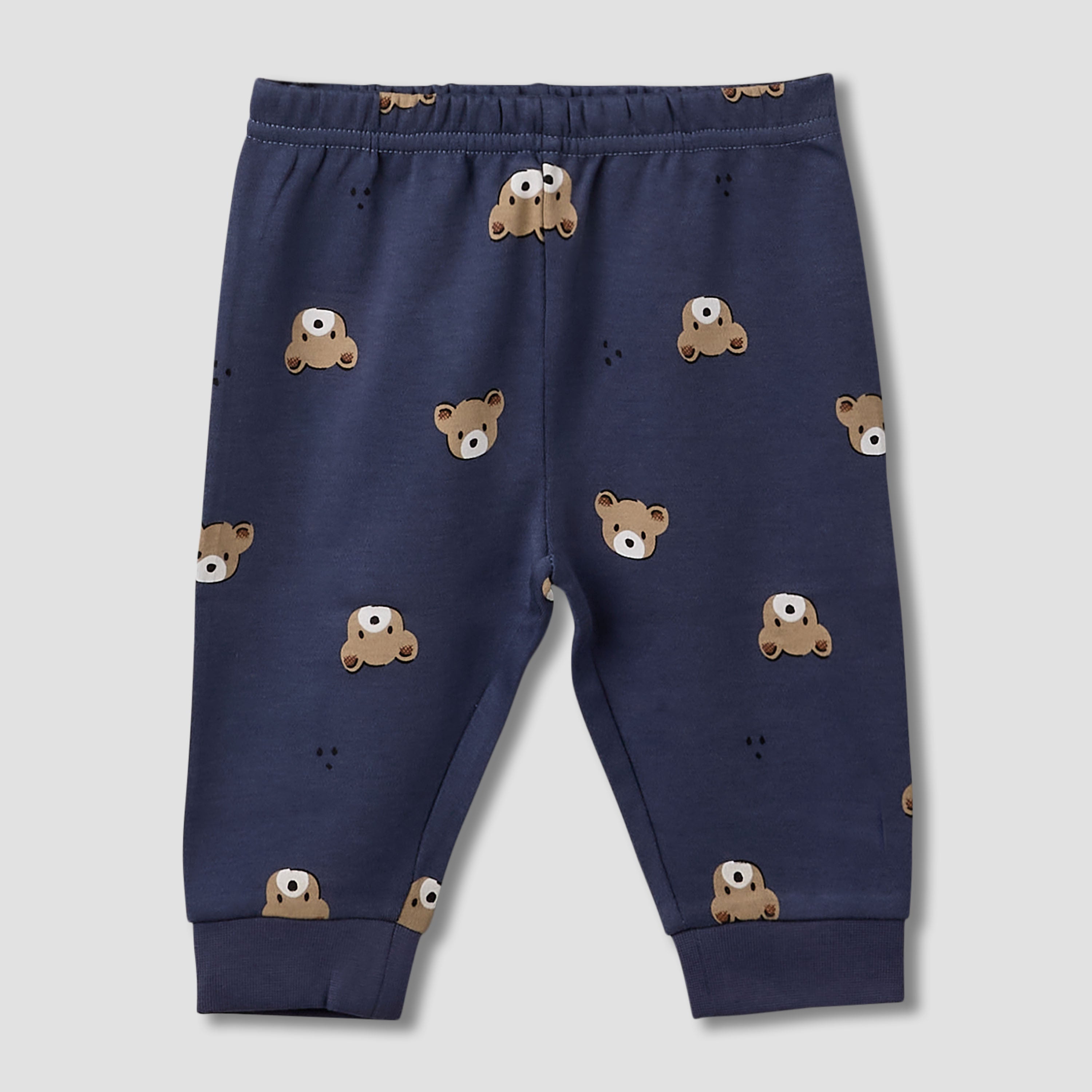 Pack of 3 Juniors Cotton Round Neck Long Sleeves Pyjama Set with Teddy Print