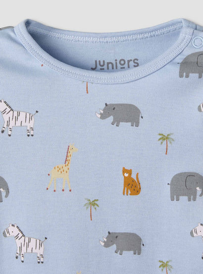 Pack of 3 Juniors Cotton Round Neck Long Sleeves Pyjama Set with Safari Print-baby-boys-clothing-nightwear-pyjamasets-image-10