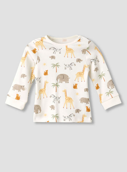 Pack of 3 Juniors Cotton Round Neck Long Sleeves Pyjama Set with Safari Print-baby-boys-clothing-nightwear-pyjamasets-image-2