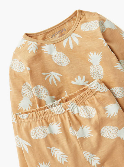 Juniors All-Over Pineapple Print T-shirt and Pyjama Set-baby-boys-clothing-nightwear-pyjamasets-image-4