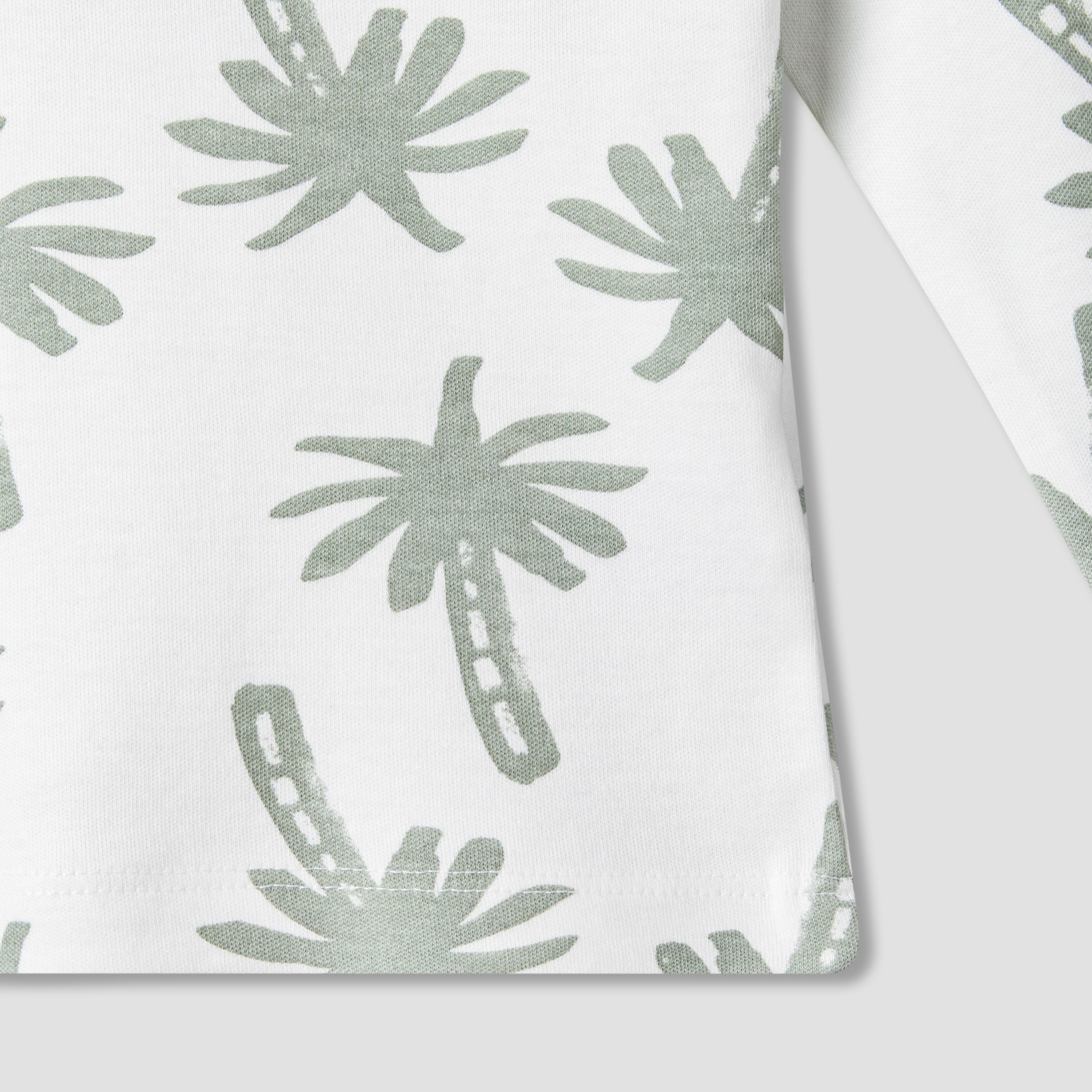 Juniors Cotton Round Neck Long Sleeves Pyjama Set with Palm Tree Print