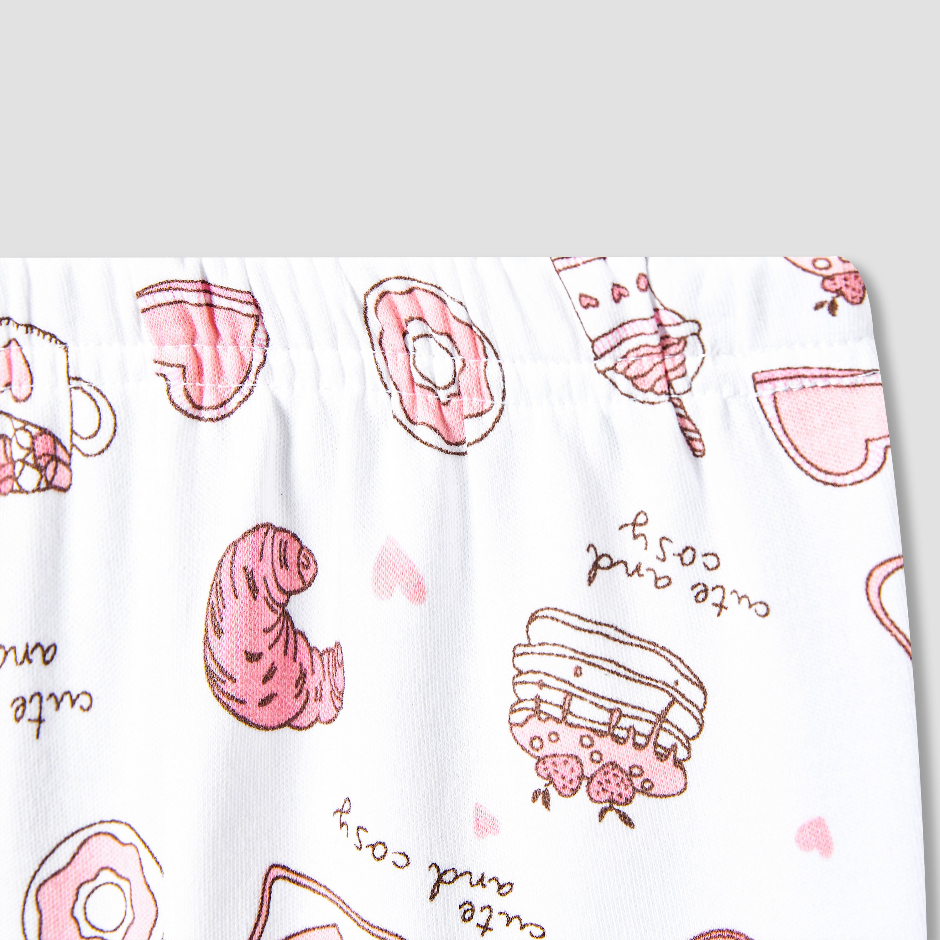 Juniors Cotton Round Neck Long Sleeves Pyjama Set with Food Print