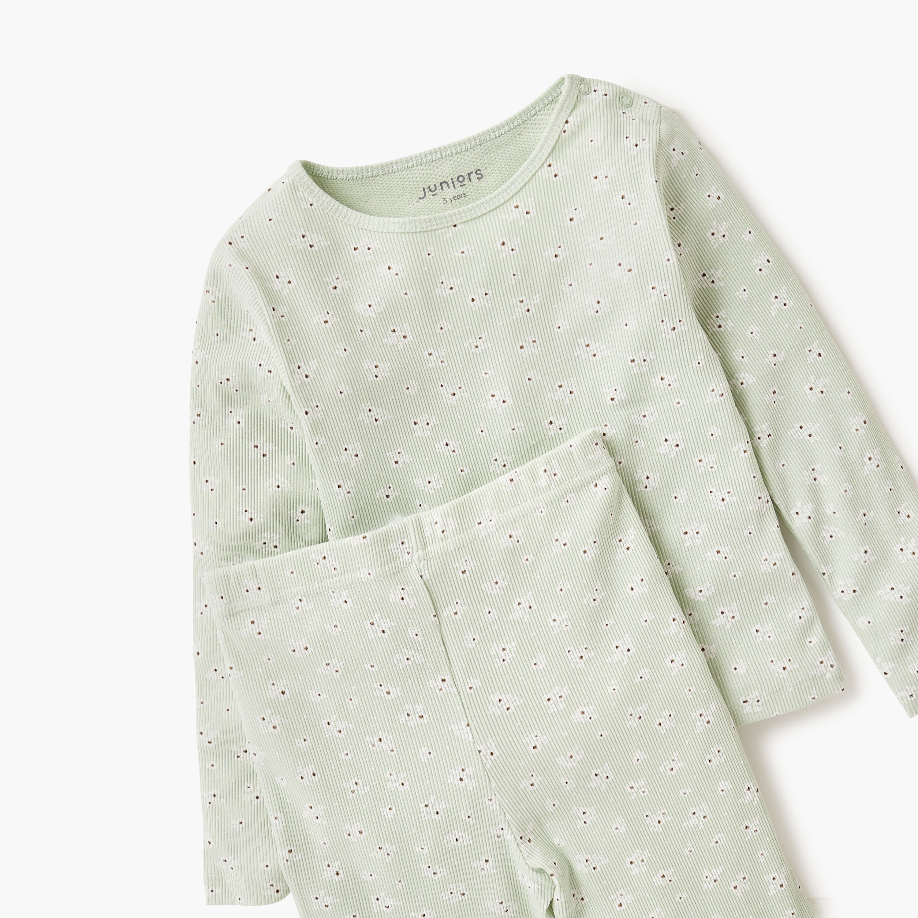 Juniors Pyjama Set with Floral Print - Cotton - Long Sleeves