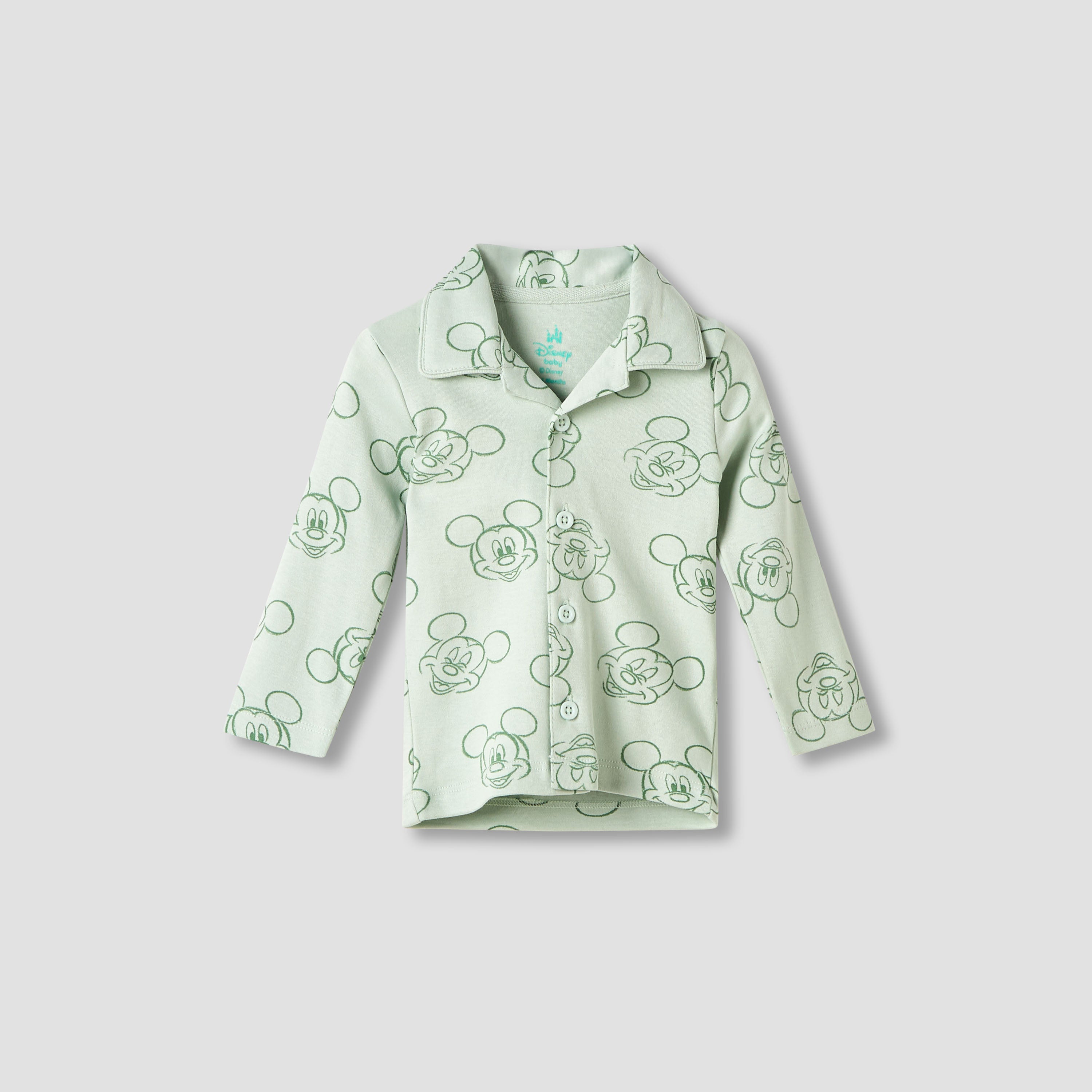 Disney Mickey Mouse Print Shirt and Pyjama Set