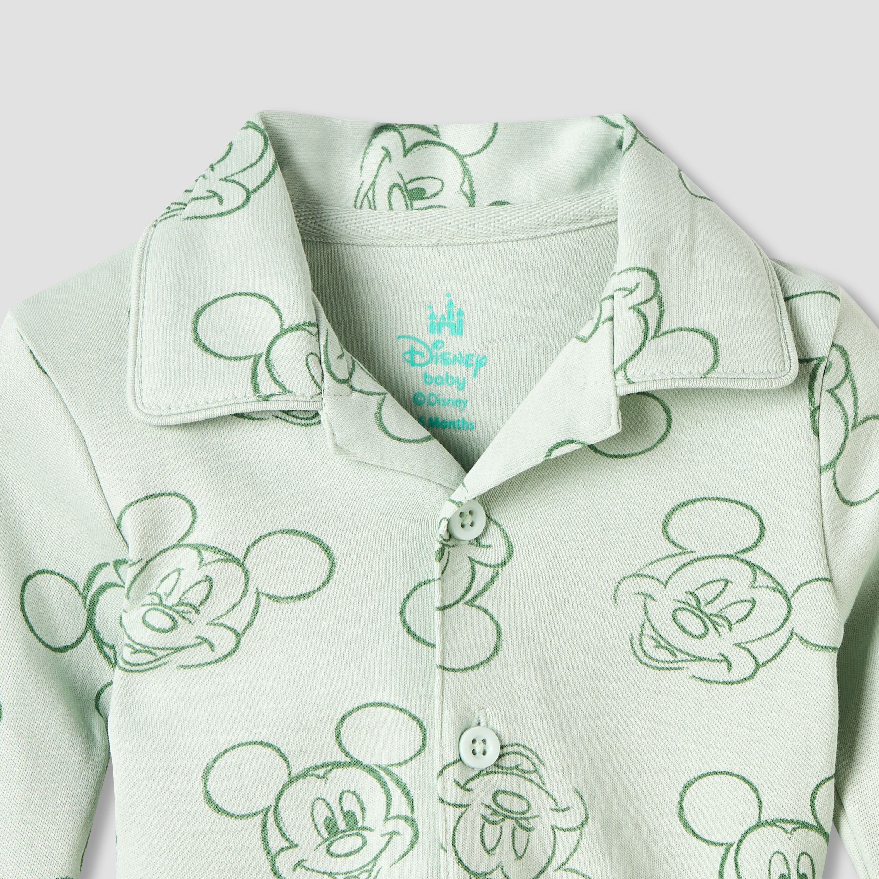 Disney Mickey Mouse Print Shirt and Pyjama Set