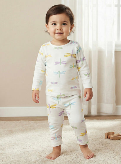 Juniors Cotton Round Neck Long Sleeve Pyjama Set with Dragonfly Print-baby-girls-clothing-nightwear-pyjamasets-image-1