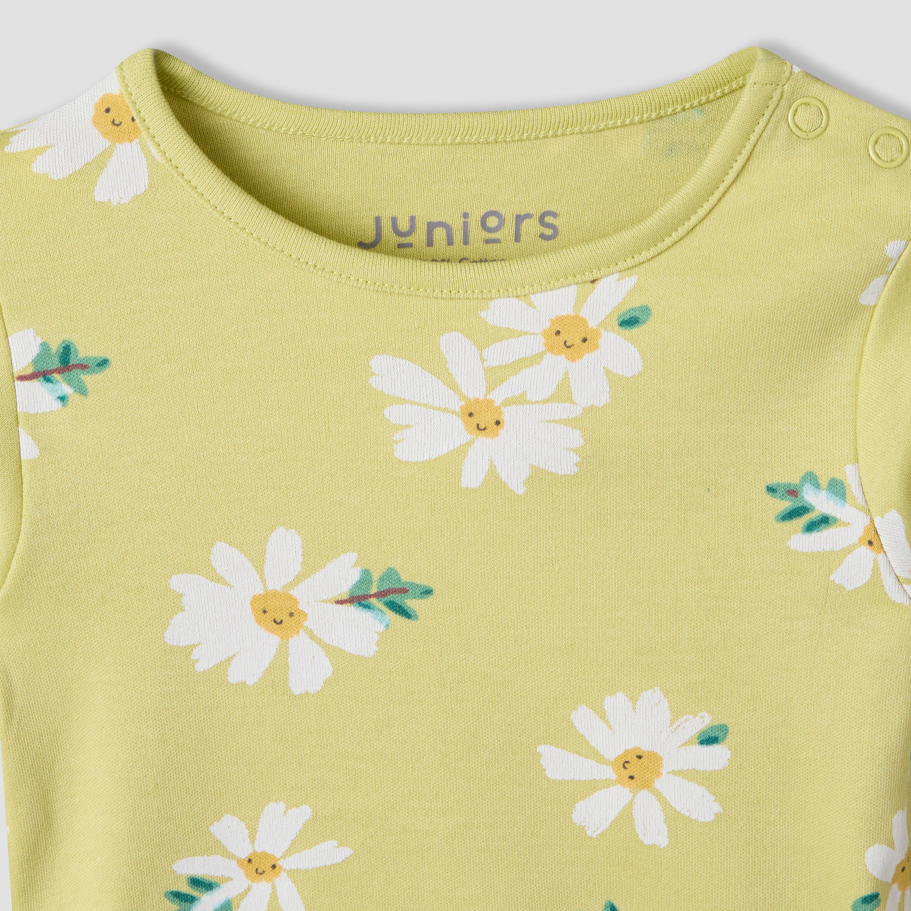 Juniors Cotton Round Neck Long Sleeve Pyjama Set with Floral Print