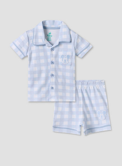 Disney Collared Short Sleeves Shirt and Shorts Set with Mickey Mouse Applique-baby-boys-clothing-setsandcoords-image-2