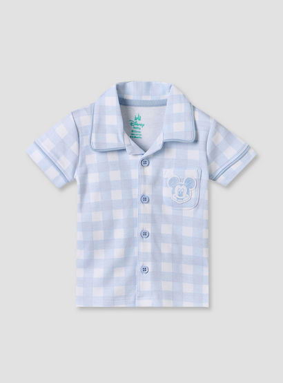 Disney Collared Short Sleeves Shirt and Shorts Set with Mickey Mouse Applique-baby-boys-clothing-setsandcoords-image-3