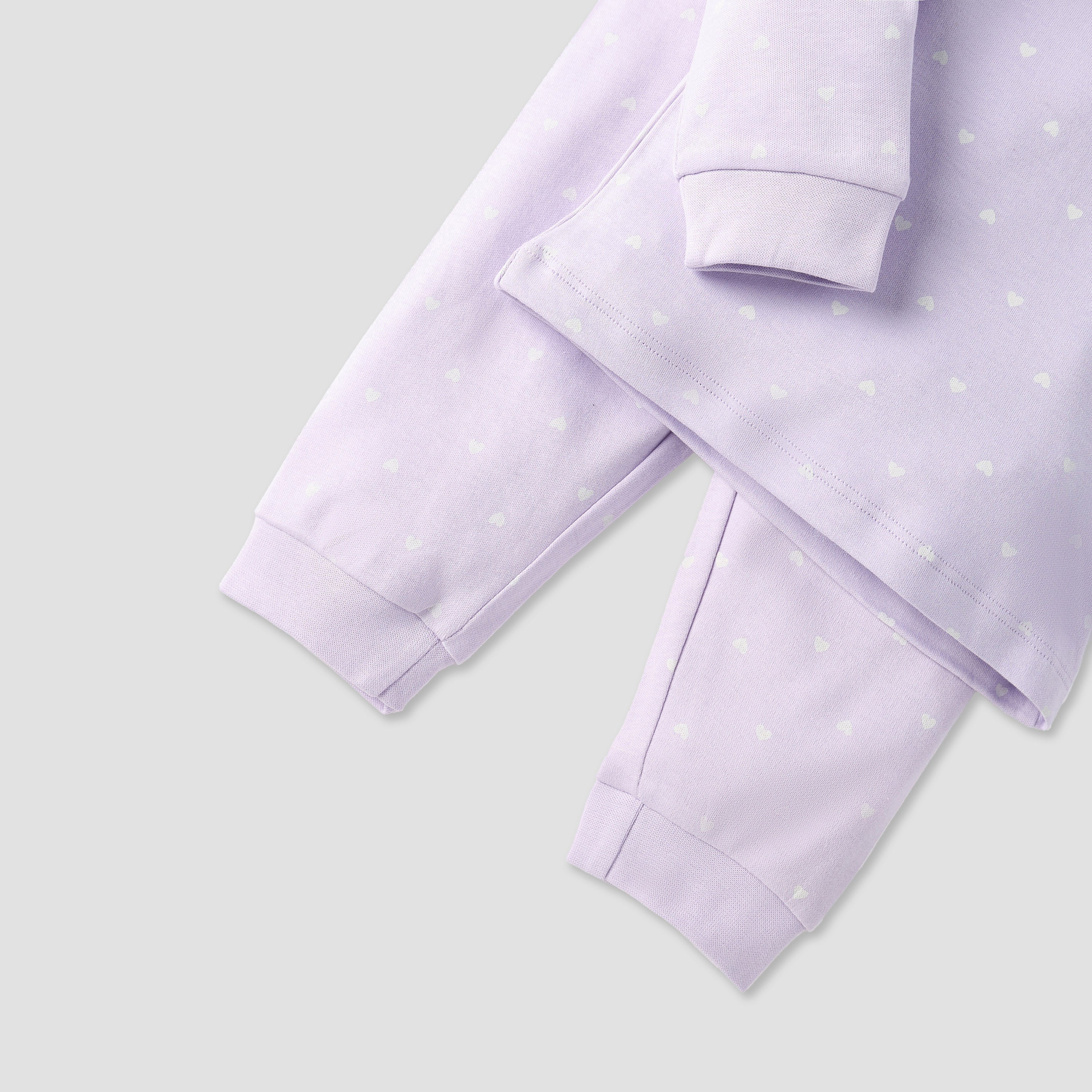 Juniors All-Over Heart Print Long Sleeves T-shirt and Elasticated Pyjama Set