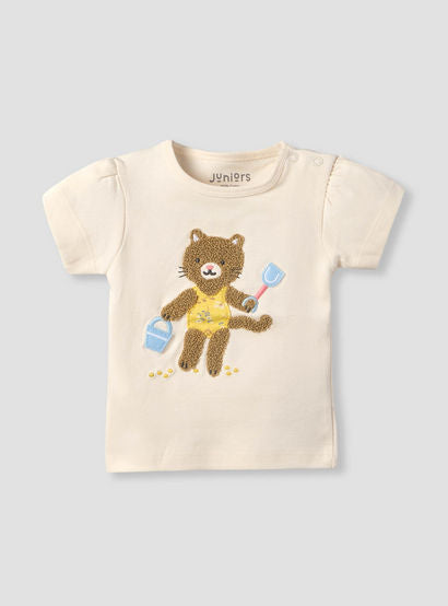 Juniors Crew Neck Short Sleeves T-shirt and Shorts Set with Cat Applique-baby-girls-clothing-setsandcoords-image-3