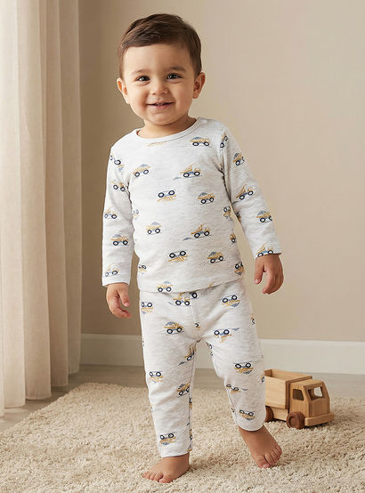 Juniors Pyjama Set with Truck Print - Cotton - Long Sleeves-promo_babyshop_Buy3for79_UAE130126-image-1