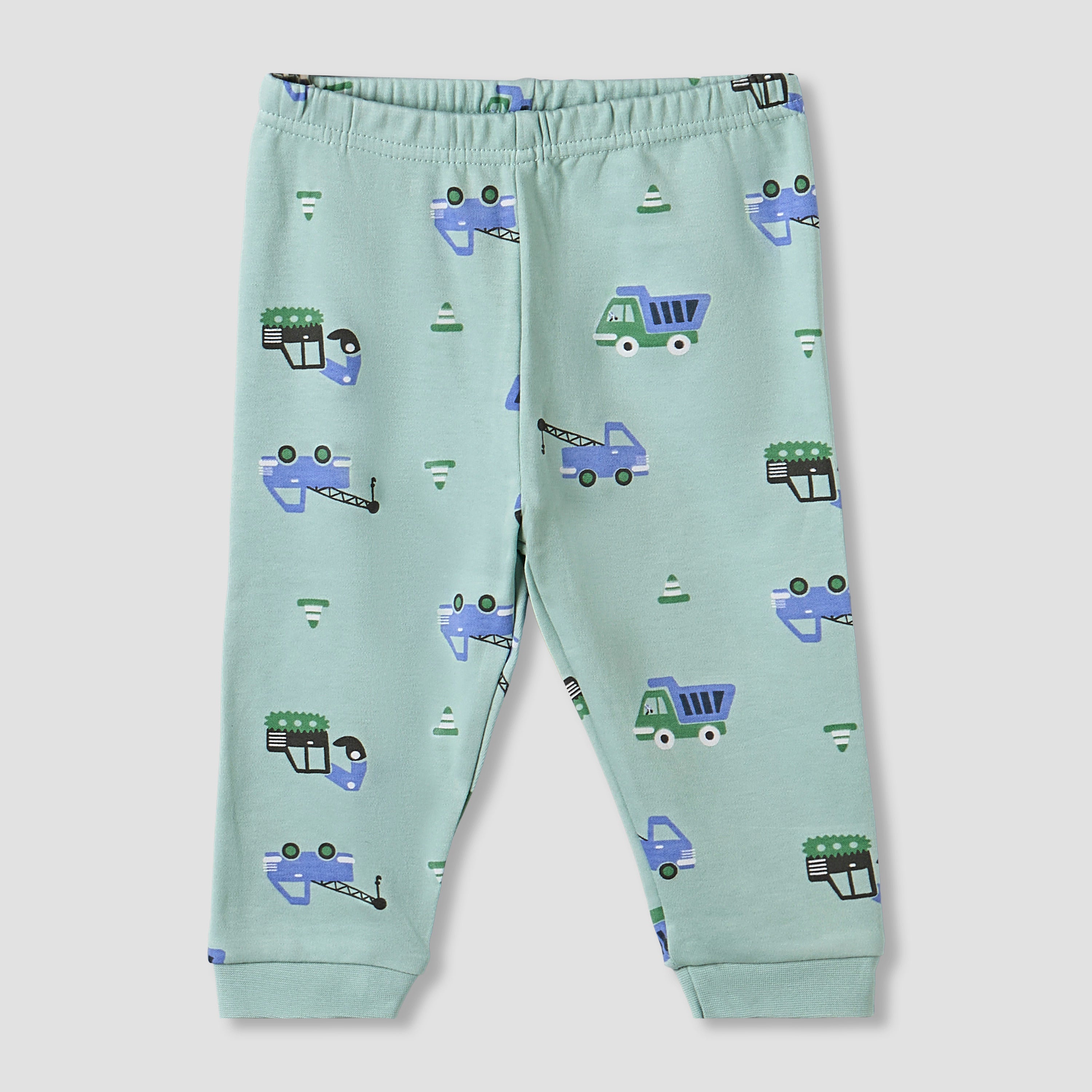 Pack of 2 Juniors Cotton Crew Neck Long Sleeve Pyjama Set with Vehicle Print