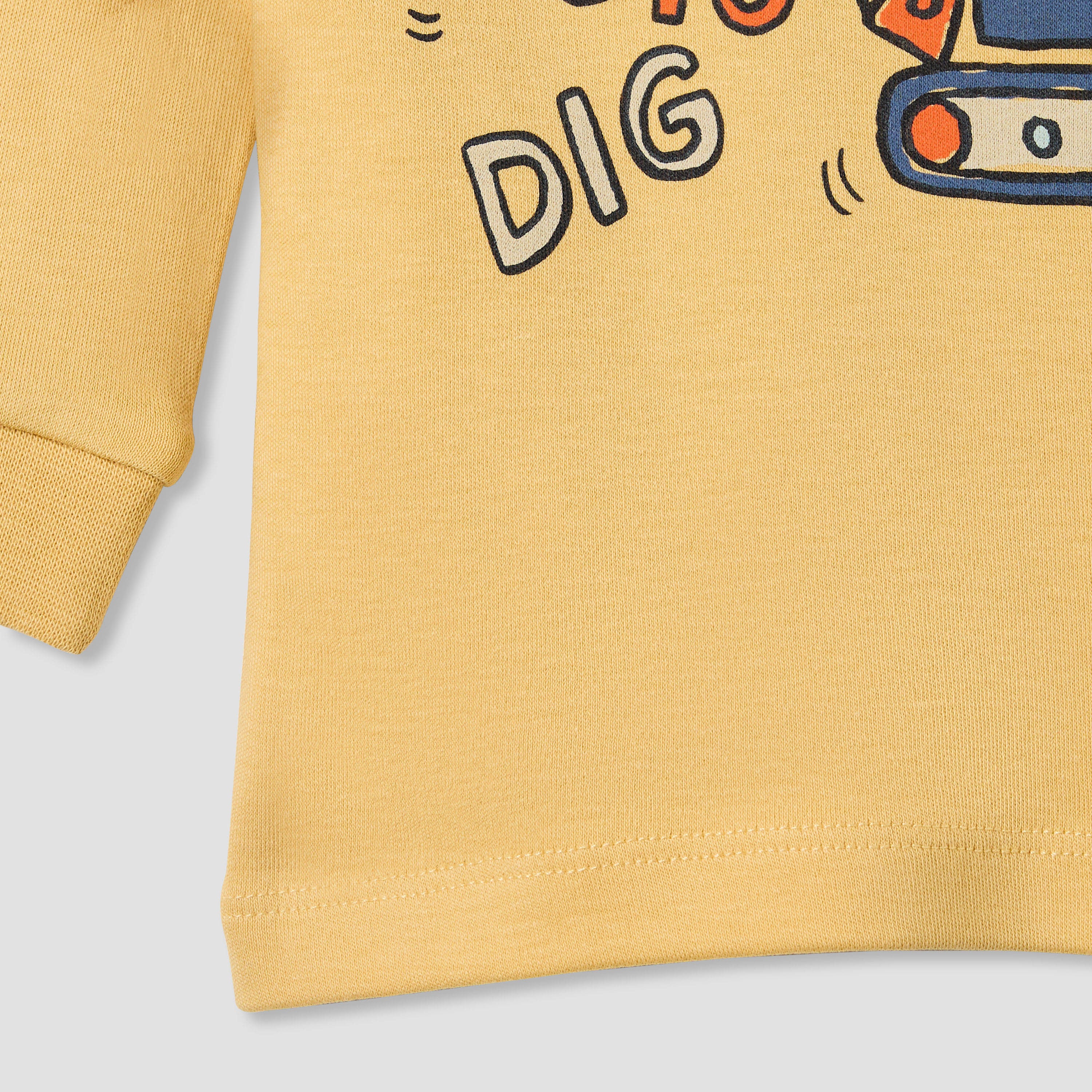 Juniors Pyjama Set with Construction Print - Cotton - Long Sleeves - Round Neck - Set of 3