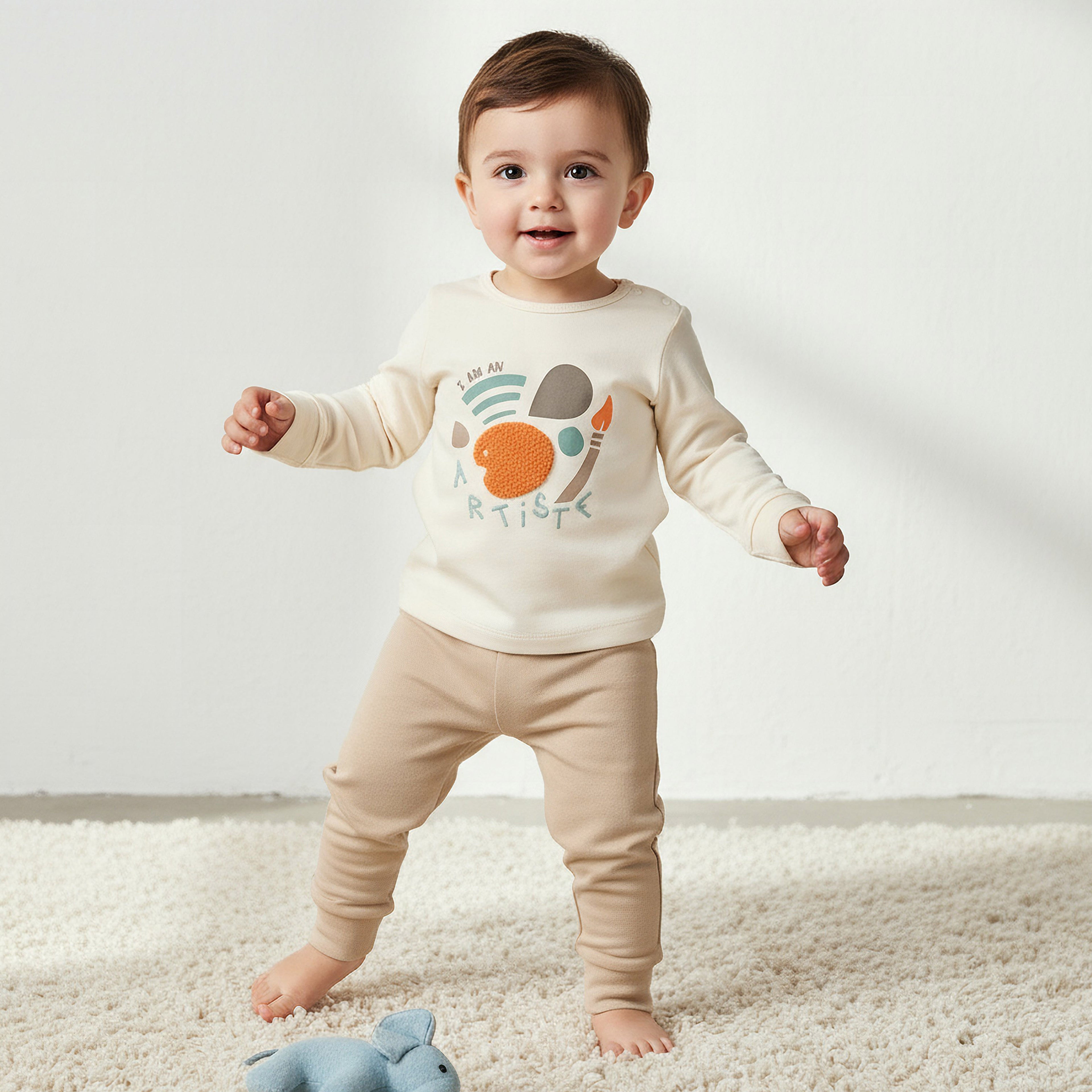 Set of 2 Juniors Cotton Round Neck Long Sleeve Pyjama Set with Snap Button Closure