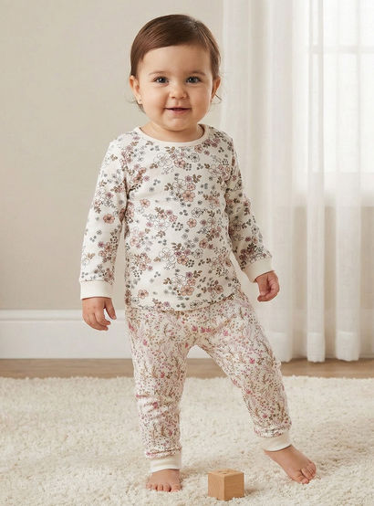 Juniors Pyjama Set with Floral Print - Cotton - Long Sleeves-promo_babyshop_Buy3for79_UAE130126-image-1
