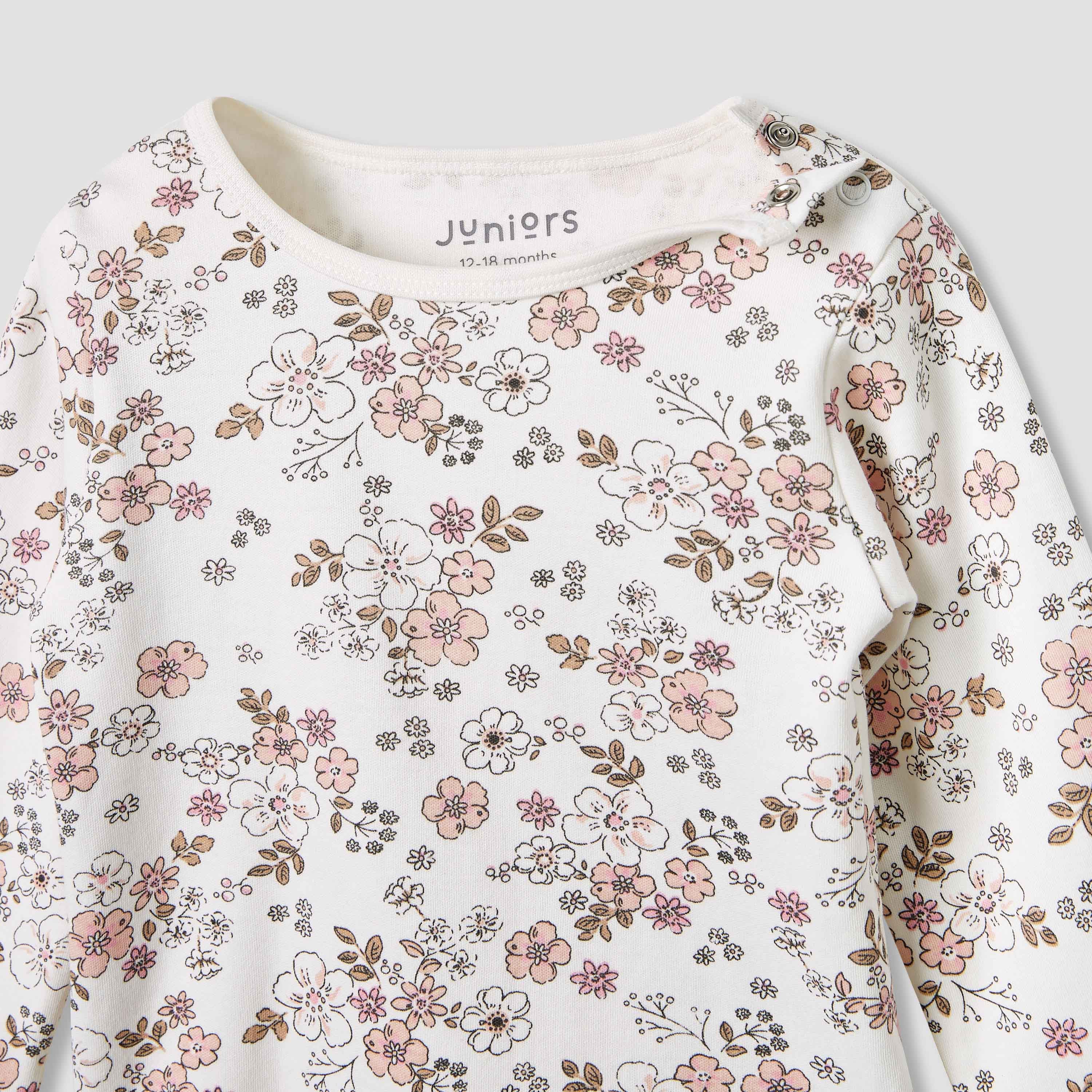 Juniors Pyjama Set with Floral Print - Cotton - Long Sleeves