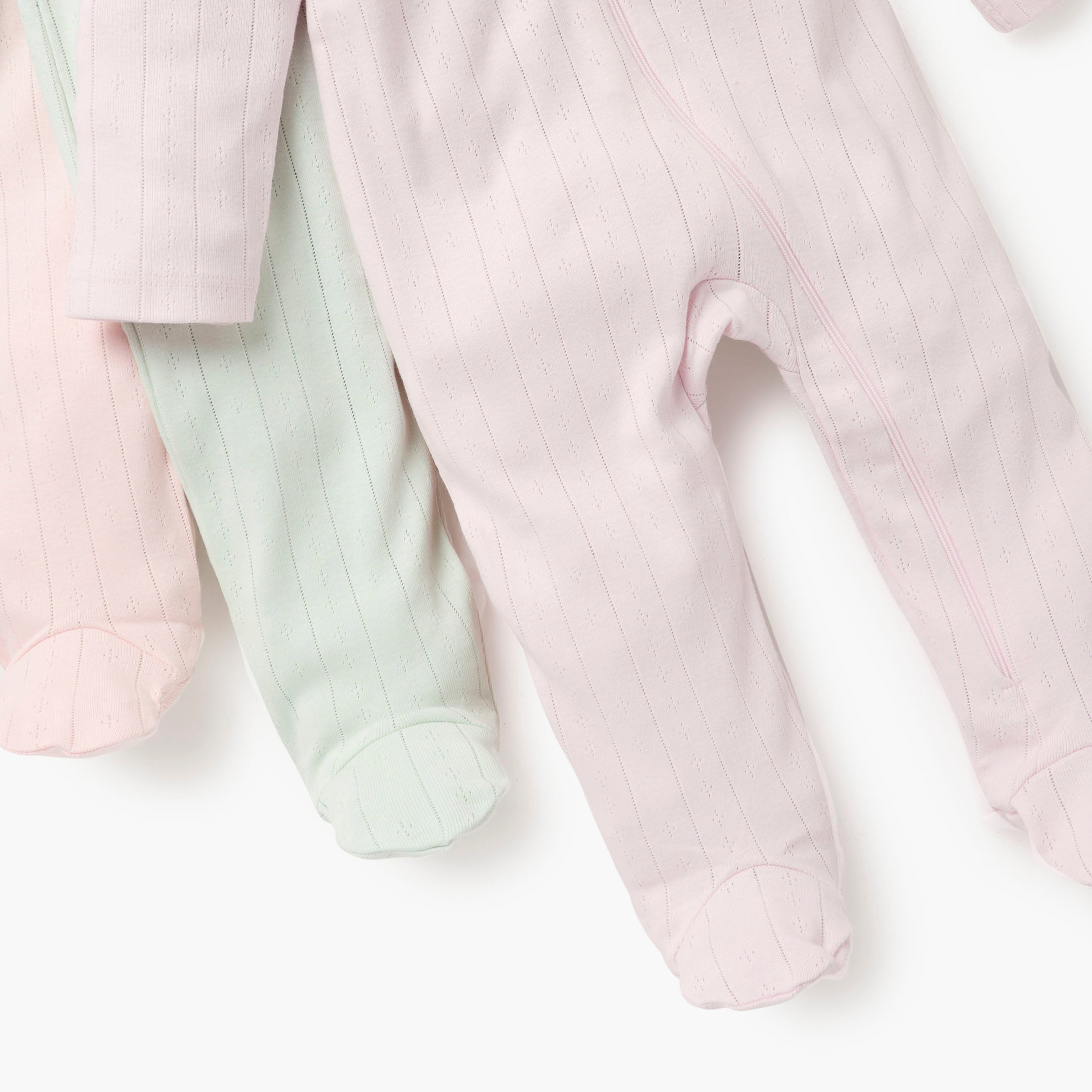 Juniors Striped Closed Feet Sleepsuit with Long Sleeves - Set of 7