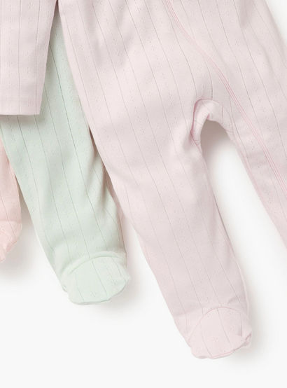 Juniors Striped Closed Feet Sleepsuit with Long Sleeves - Set of 7-baby-girls-clothing-nightwear-sleepsuits-image-10